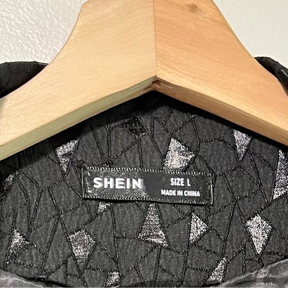 Shein Women’s Black Geometric Print Blazer Size Large - Picture 7 of 7